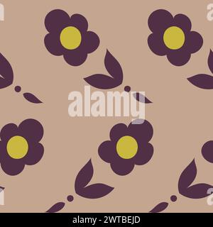 Fiori di prato, piante in fiore senza cuciture Illustrazione Vettoriale