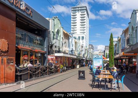 Architettura in stile missione spagnola, New Regent Street, Christchurch Central, Christchurch, Canterbury, nuova Zelanda Foto Stock