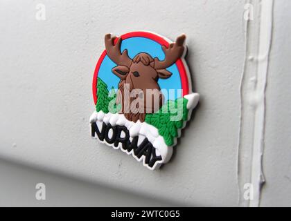 Oslo Norwegen Stadtfotos und Besonderheiten Kuehlschrankmagnet mit Norway und Elch Oslo-Norwegen-Mixt *** Oslo Norway City Photos and special features frigo magnet with Norway and Moose Oslo Norway Mixt Foto Stock