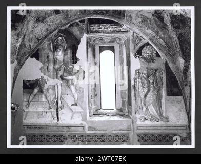 Marce Macerata San Ginesio Oratorio di S. Biagio. Hutzel, max 1960-1990 foto della cripta della Collegiata. Gli affreschi mostrano la vita di S. Biagio e S. Biagio Vescovo. Ci sono anche una Madonna con bambino e angeli musicali. Note sull'oggetto: Le note della campagna fotografica Hutzel non sono state modificate. Il fotografo e studioso tedesco Max Hutzel (1911-1988) fotografò in Italia dai primi anni '1960 fino alla sua morte. Il risultato di questo progetto, citato da Hutzel come foto Arte minore, è un'accurata documentazione dello sviluppo storico dell'arte in Italia fino al XVIII secolo, che comprende oggetti degli Etruschi e t Foto Stock