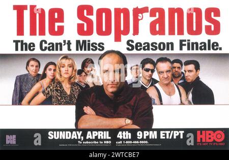 1999 The Sopranos Season Finale su HBO TV poster ad, con James Gandolfini nel ruolo di Tony Soprano Foto Stock