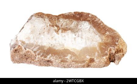 campione di sezione ruvida naturale del ritaglio del geode riempito di quarzo su sfondo bianco Foto Stock