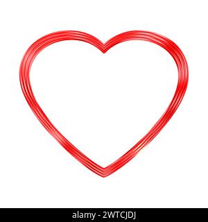 Sottile cornice a cuore dorato. Golden Realistic Heart Border. Il lusso, simbolo dell'amore. Illustrazione Vettoriale
