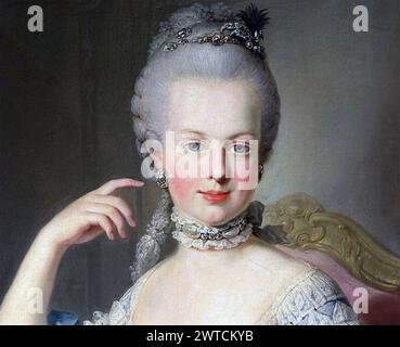MARIA ANTONIETTA (1755-1793) ultima regina di Francia. Dettaglio dipinto da Martin van Meytens intorno al 1767 Foto Stock