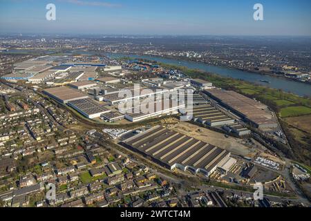 Luftbild, logport i, Containerhafen, Duisburg Hafen D3T Duisburg Trimodal Terminal, AutomobilLogistik, Friemersheim, Duisburg, Ruhrgebiet, Nordrhein-Westfalen, Deutschland, Duisburg-S ACHTUNGxMINDESTHONORARx60xEURO *** Vista aerea, logport i, container port, Duisburg Port D3T Duisburg Trimodal Terminal, logistica automobilistica, Friemersheim, Duisburg, Ruhr area, Renania settentrionale-Vestfalia, Germania, Duisburg S ACHTUNGxMINDESTHONORARx60xEURO Foto Stock