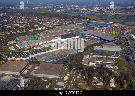 Luftbild, logport i, Containerhafen, Duisburg Hafen D3T Duisburg Trimodal Terminal, AutomobilLogistik, Friemersheim, Duisburg, Ruhrgebiet, Nordrhein-Westfalen, Deutschland, Duisburg-S ACHTUNGxMINDESTHONORARx60xEURO *** Vista aerea, logport i, container port, Duisburg Port D3T Duisburg Trimodal Terminal, logistica automobilistica, Friemersheim, Duisburg, Ruhr area, Renania settentrionale-Vestfalia, Germania, Duisburg S ACHTUNGxMINDESTHONORARx60xEURO Foto Stock