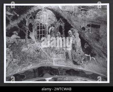 Marce Macerata San Ginesio Oratorio di S. Biagio8. Hutzel, max 1960-1990 foto della cripta della Collegiata. Gli affreschi mostrano la vita di S. Biagio e S. Biagio Vescovo. Ci sono anche una Madonna con bambino e angeli musicali. Note sull'oggetto: Le note della campagna fotografica Hutzel non sono state modificate. Il fotografo e studioso tedesco Max Hutzel (1911-1988) fotografò in Italia dai primi anni '1960 fino alla sua morte. Il risultato di questo progetto, citato da Hutzel come foto Arte minore, è un'accurata documentazione dello sviluppo storico dell'arte in Italia fino al XVIII secolo, che comprende oggetti degli Etruschi e. Foto Stock