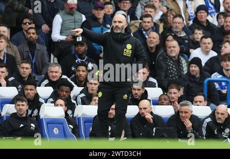 Londra, Regno Unito. 17 marzo 2024. Enzo Maresca, manager del Leicester City durante i quarti di finale di fa Cup allo Stamford Bridge, Londra. Foto: Paul Terry/Sportimage credito: Sportimage Ltd/Alamy Live News Foto Stock