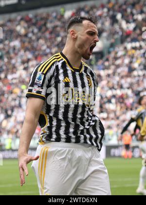 Torino, Italia. 17 marzo 2024. Federico gatti (Juventus FC) deluso durante Juventus FC vs Genoa CFC, partita italiana di serie A A Torino, 17 marzo 2024 Credit: Independent Photo Agency/Alamy Live News Foto Stock