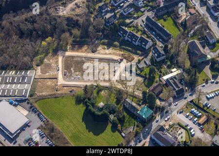 Luftbild, Baustelle an der Ringstraße, Kettwig, Essen, Ruhrgebiet, Nordrhein-Westfalen, Deutschland ACHTUNGxMINDESTHONORARx60xEURO *** Vista aerea, cantiere in Ringstrasse, Kettwig, Essen, regione della Ruhr, Renania settentrionale-Vestfalia, Germania ATTENTIONxMINDESTHONORARx60xEURO Foto Stock