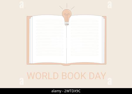 Modello di banner World book e copyright Day. Un'idea per gli amanti della lettura. Vendita in libreria. Vacanze per l'apprendimento e l'istruzione. Illustrazione piatta vettoriale. Illustrazione Vettoriale