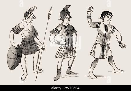 Soldati gallo-romani, dopo una miniatura nel manoscritto di Prudenzio Foto Stock
