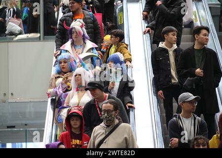 I cosplayer parteciperanno al secondo giorno del 'Comic con Toronto' al Metro Toronto Convention Centre di Toronto, Ontario, Canada, il 16 marzo 2024. (Foto di Arrush Chopra/NurPhoto) crediti: NurPhoto SRL/Alamy Live News Foto Stock