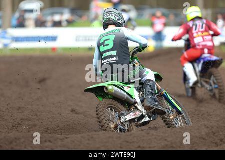 HARFSEN, PAESI BASSI - 17 MARZO: Romain Febvre fra Kawasaki Kawasaki Racing Team MXGP durante il parctice libero e a tempo libero sul primo round della M olandese Foto Stock