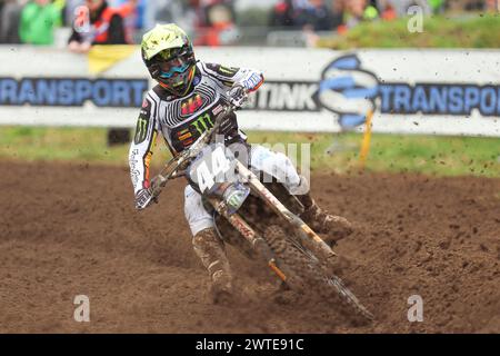 HARFSEN, PAESI BASSI - 17 MARZO: Rick Elzinga NED Yamaha Factory Racing MX2 durante la prima manche 250cc al primo round del Masters of M olandese Foto Stock