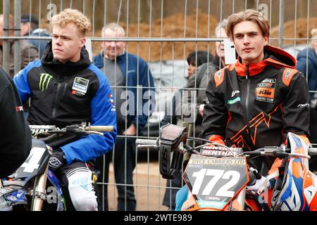 HARFSEN, PAESI BASSI - 17 MARZO: Rick Elzinga NED Yamaha Factory Racing MX2 durante la prima manche 250cc al primo round del Masters of M olandese Foto Stock