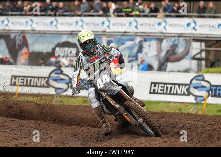 HARFSEN, PAESI BASSI - 17 MARZO: Rick Elzinga NED Yamaha Factory Racing MX2 durante la prima manche 250cc al primo round del Masters of M olandese Foto Stock