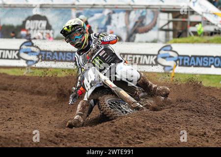 HARFSEN, PAESI BASSI - 17 MARZO: Rick Elzinga NED Yamaha Factory Racing MX2 durante la prima manche 250cc al primo round del Masters of M olandese Foto Stock