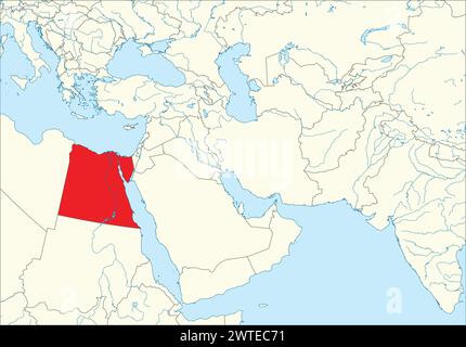 Mappa rossa DELL'EGITTO all'interno della mappa bianca del Medio Oriente Illustrazione Vettoriale