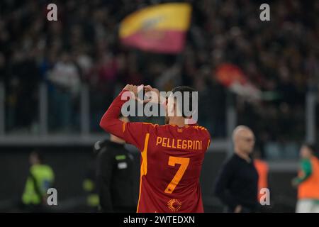 Roma, Italia. 17 marzo 2024. Durante il Campionato Italiano di calcio Una partita 2023/2024 tra AS Roma vs US Sassuolo allo Stadio Olimpico di Roma il 17 marzo 2024. Credito: Agenzia fotografica indipendente/Alamy Live News Foto Stock