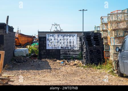 Hastings Fishermen's Comments about Theresa May and Her Brexit Deal, luglio 2018, Regno Unito Foto Stock