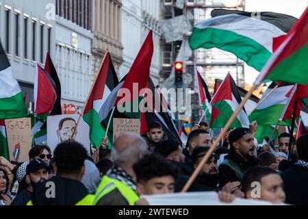 Dimostrazione per la Palestina in Danimarca da Den Roede Plads a Noerrebro a Copenaghen al Parlamento danese a Copenaghen, Danimarca 22 ottobre 2023 Copenaghen Noerreport Danimarca Copyright: XKristianxTuxenxLadegaardxBergx IMG 1927 Foto Stock