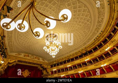 Milano, Italia - 26 febbraio 2024: Interno del famoso Teatro alla Scala (1778) Foto Stock