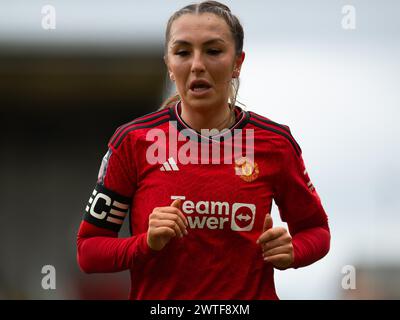 Manchester, Regno Unito. 17 marzo 2024. Centrocampista del Manchester United Katie Zelem (10) durante la partita di campionato femminile barclays del Manchester United vs Bristol City al Leigh Sports Valley Stadium 17 marzo 2024 (Jayde Chamberlain/ SPP) credito: SPP Sport Press Photo. /Alamy Live News Foto Stock