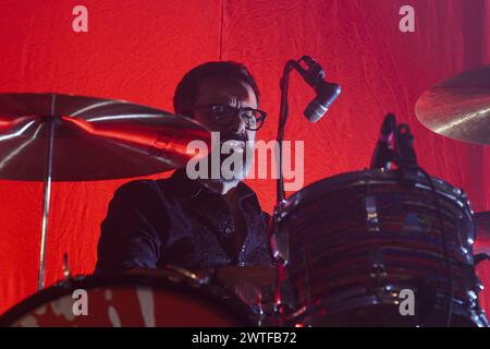 Roma, Italia. 15 marzo 2024. Sergio Carnevale durante il tour Marlene Kuntz - Catartica 2024 il 15 marzo 2024 presso l'Orion Club di Ciampino, Roma, Italia. Credito: Agenzia fotografica indipendente/Alamy Live News Foto Stock