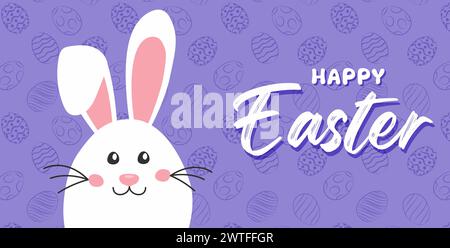 Divertente uovo di Pasqua con orecchie conigliette , ottimo per striscioni, sfondi, carte di pasqua e involucri - disegno vettoriale Illustrazione Vettoriale