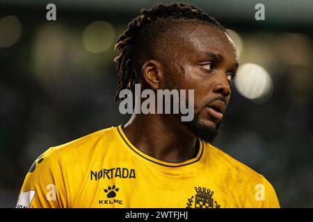 Lisbona, Portogallo. 17 marzo 2024. Lisbona, Portogallo, 17 marzo 2024: Chidozie Awaziem (5 Boavista) durante la partita di Liga Portugal tra Sporting CP e Boavista all'Estadio Jose Alvalade di Lisbona, Portogallo. (Pedro Porru/SPP) credito: SPP Sport Press Photo. /Alamy Live News Foto Stock