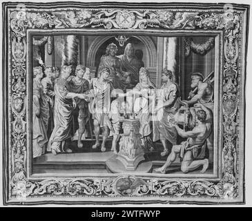 Matrimonio di Costantino. Rubens, Peter Paul (fiammingo, 1577-1640) (autore del disegno) [pittore] Maecht, Philipp de (fiammingo, atto. 1605-1652, d. bef.1655) (laboratorio) [tessitore] 1623-1625 arazzi dimensioni: H 15'11' x W 19'11,5' arazzi materiali/tecniche: Lana, seta, lino e filo metallico (ordito: 28/inch) Cultura: Centro tessitura francese: Parigi storia della proprietà: Donato al Cardinale Francesco Barberini (Papa Urbano VIII) da Luigi XIII (1625). Famiglia Barberini coll., Roma (1625-?). Famiglia Corsini coll., Firenze (1907-?). Coll. Privato, Londra (1924-?). French & Co. Ha acquistato dalla tenuta di Rosa le Foto Stock