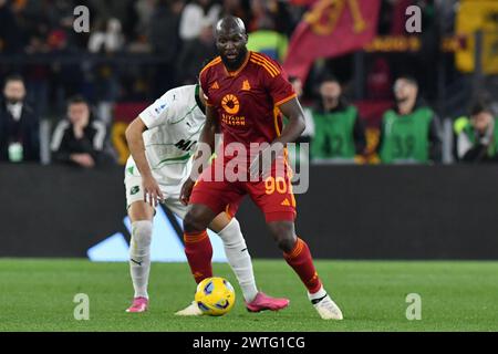 Roma, Lazio. 17 marzo 2024. Romelu Lukaku della Roma durante la partita di serie A tra Roma e Sassuolo allo stadio Olimpico, Italia, 17 marzo 2024. Crediti: massimo insabato/Alamy Live News Foto Stock