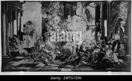 Psyche e' arrivato al palazzo di Cupido. Boucher, Francesco (francese, 1703-1770) (creatore di cartoni animati) [pittore] Oudry, Jean-Baptiste (francese, 1686-1755) (laboratorio) [pittore] Besnier, Nicolas (francese, b.1686-d.1754) (laboratorio) [tessitore] c. 1741-1770 arazzi dimensioni: H 11'0,5' x W 20'0,5' arazzi materiali/tecniche: Lana e seta, (ordito: 20-22/cm) forse parte di un set di tre (Bremmer Cat. 11 a-c) tessuto per M. d'Auriac, 1741-1742. Sir Anthony de Rothschild (Londra), inizio XX secolo (Bremmer Cat. 11 a-c), quindi Foto Stock