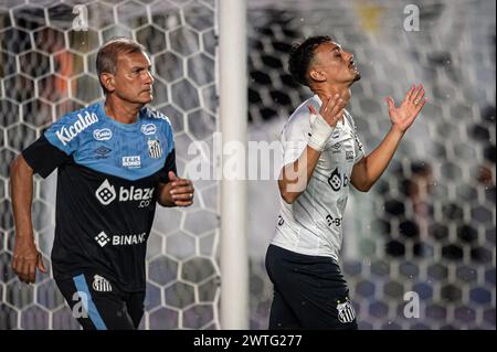 Santos, Brasile. 17 marzo 2024. La finale del Campionato Paulista di calcio 2024, tenutasi allo stadio Urbano Caldeira (Vila Belmiro), a Santos, costa sud dello stato di São Paolo, questa domenica, 17 marzo 2024. Crediti: Anderson Lira/FotoArena/Alamy Live News Foto Stock