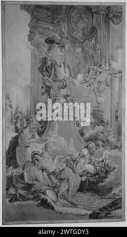 Psyche e' arrivato al palazzo di Cupido. Boucher, Francesco (francese, 1703-1770) (creatore di cartoni animati) [pittore] Oudry, Jean-Baptiste (francese, 1686-1755) (laboratorio) [pittore] Besnier, Nicolas (francese, b.1686-d.1754) (laboratorio) [tessitore] Charron, André-Charlemagne (francese, fl.1754-1780) (laboratorio) [tessitore] c. 1741-1770 arazzi dimensioni: H 10'6' x W 5'matrice: French & Co. acquistò da Miss Eleanor Blodgett il 2/26/1917; venduta a Charles Deering il 17/12/1918. Stati Uniti, Illinois, Chicago, Art Institute of chi Foto Stock