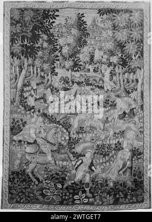 Parco giochi con caccia agli orsi e alberi da frutto. Sconosciuto c. 1575-1625 arazzi dimensioni: H 7' x W 5'2' arazzi materiali/tecniche: Sconosciuto Cultura: Flemish Weaving Center: Sconosciuto storia di proprietà: French & Co. Acquistato dalla Columbia University 2/9/1968; venduto a Persam Corp (?) 21/11/1968. Lavori correlati: Pannelli in serie: GCPA 0236392-0236393, 0236423 Foto Stock