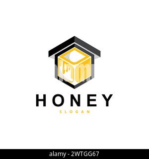 Logo Honey, Honey Bee Animal Vector, Livestock Design semplice illustrazione minimalista del simbolo Illustrazione Vettoriale