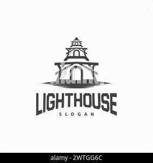 Logo Lighthouse, Sea Tower Vector, Template Design, illustrazione minimalista semplice Illustrazione Vettoriale