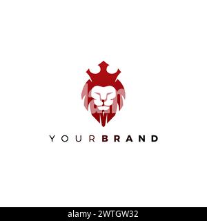 Logo Lion Crown. Icona Leone Illustrazione Vettoriale