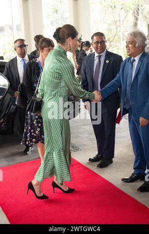 Dacca, Bangladesh. 18 marzo 2024. Crown Princess Victoria arriva all'InterContinental Hotel di Dacca, Bangladesh, il 18 marzo 2024. Sua altezza reale la principessa Vittoria di Svezia visita il Bangladesh nel suo ruolo di Ambasciatore di buona volontà dell'UNDP il 18 e 22 marzo 2024. Foto: Henrik Montgomery/TT/code 10060 Credit: TT News Agency/Alamy Live News Foto Stock