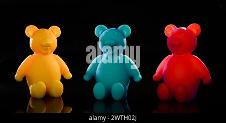 illustrazione 3d con jelly bear isolata su sfondo nero Foto Stock