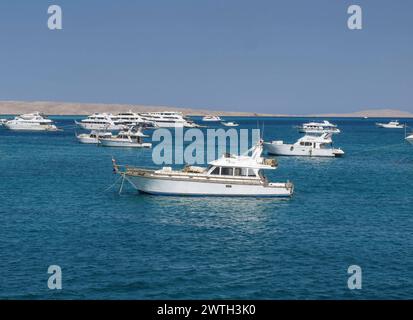 Yachten, Ausflugsschiffe vor Hurghada, Ägypten *** Yachts, barche da escursione al largo di Hurghada, Egitto Foto Stock