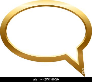 Cornice ellisse a bolla dorata per immagini con ombre su sfondo bianco. Spazio vuoto per immagine, pittura. vettore del modello di tubo realistico 3d. Illustrazione Vettoriale