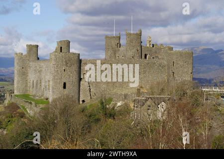 Harlech Castle, Gwynedd, Galles del nord, regno unito. Foto Stock