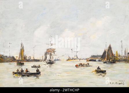 Eugène Boudin, le Havre, il porto esterno, pittura a olio su tavola, 1893 Foto Stock