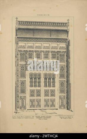 Piani delle caratteristiche architettoniche locali - 1. Chapel, King's College, Aberdeen University porta sullo schermo di "The Builder" il 6 giugno. 1885 James Cromar Watt (Aberdeen, Scozia, 1862 - 1940) 1885 Cattedrale Foto Stock