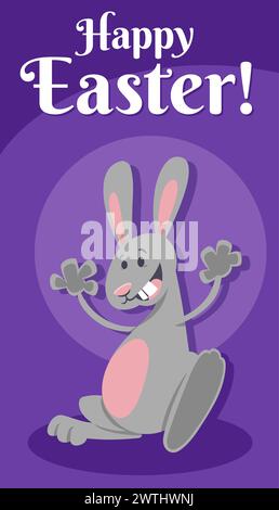 Illustrazione del cartone animato del design del biglietto di auguri del personaggio di Happy Easter Bunny Illustrazione Vettoriale