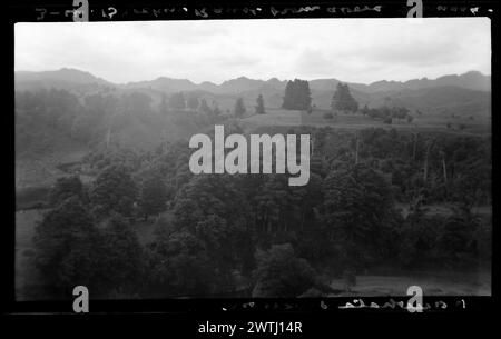 Broken Range dall'alto di Bismark, negativi in bianco e nero della giunzione Kaiwhata, negativi in argento gelatina Foto Stock