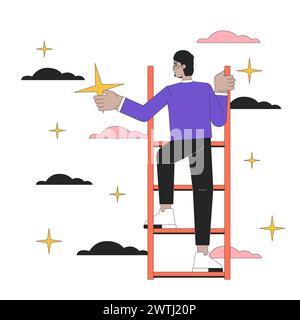 Il concetto di illustrazione lineare 2D per scalare la scala del successo Illustrazione Vettoriale